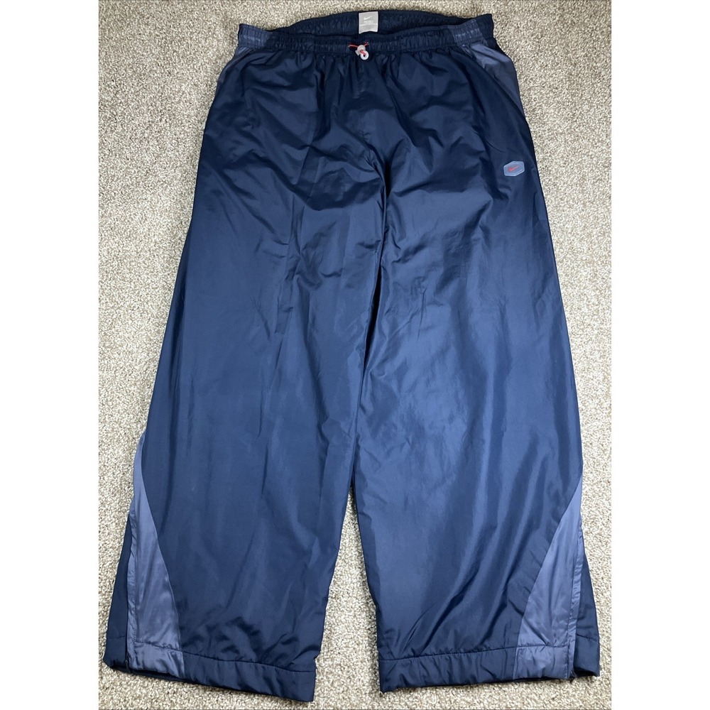 Vintage Nike Windbreaker Pants Navy‎ Blue Mens XXL Mesh Silver Tag 90s Y2K Baggy